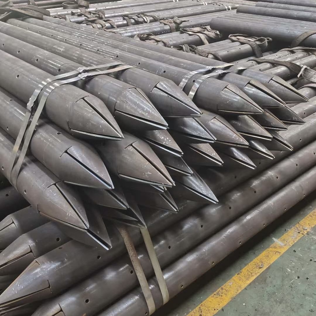 河池108钢花管非标打孔车丝锁尖防腐